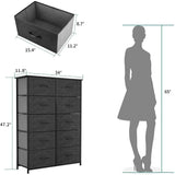 10 Drawers Dresser Fabric Storage Tower Cabinet Bin  Organizer, Black Grey   Organizer Chest