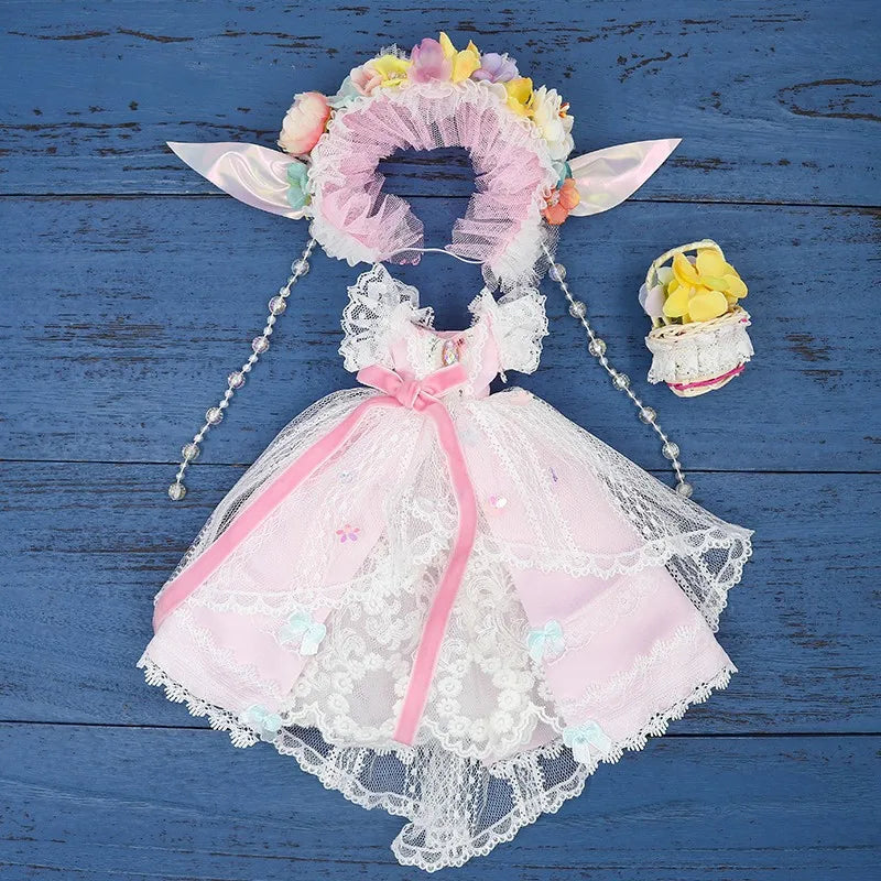 Handmade Blyth Doll Bear suit Clothes Doll Blyth Doll Clothes Princess Dress With White Lace For Ymy Licca Azones Ob24 Ob27 Fr