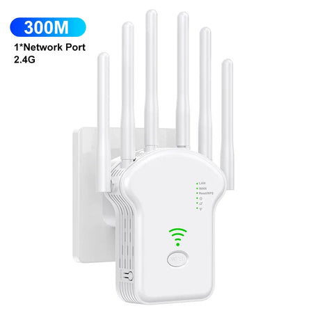 1200Mbps WiFi Repeater Wireless WiFi Signal Repeater Extender High Gain 6 Antenna Dual-Band 2.4G 5G Network Amplifier WPS Router