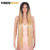 FREEDOM Synthetic Lace Front Wigs For Women Straight Hair Synthetic Lace Wigs 38 Inch Ombre Long Cosplay Wigs Blonde Pink Wig