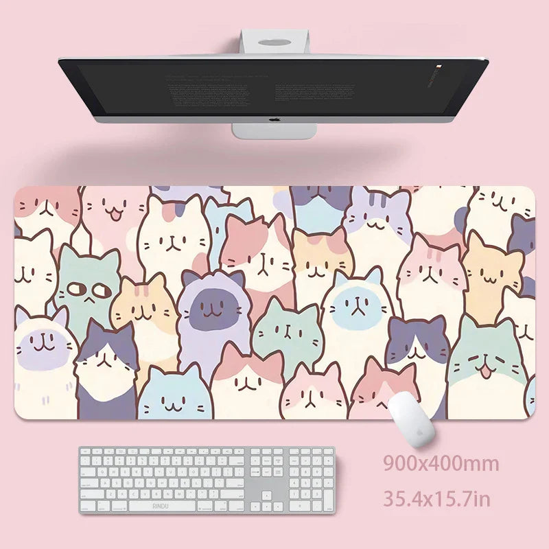 Cute Cat Large Mouse Pad 100x50cm Big Computer Pink Mousepads Gaming Mousepad Big Keyboard Mat Gamer Mouse Pads Desk Mats