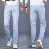 2023 Sulee Brand Top Classic Style Men Spring Summer Jeans Business Casual Light Blue Stretch Cotton Denim Male Trousers