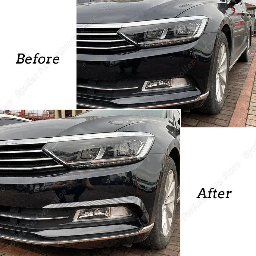 For VW Passat B8 Variant Front Fog Light Frames Cover Trim Sticker Grille 2016 2017 2018 2019 Body Kit Tuning Gloss Black Tuning