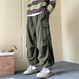 Men's Brown Y2K Baggy Japan Pants Oversized Corduroy Loose Wide Leg Cargo Pant Trousers Casual Men Sweatpants Streetwear Korean