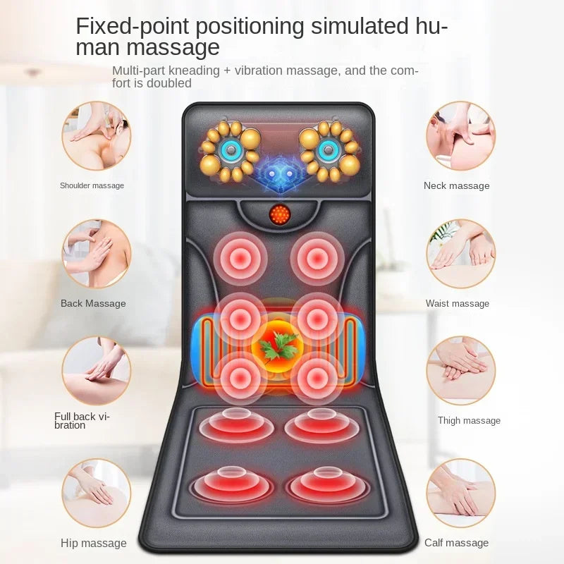 Whole Body Multi-functional Neck Waist Vibration Kneading Massage Mattress Pulse Moxibustion Heat Air Bag Massage Chair Cushion