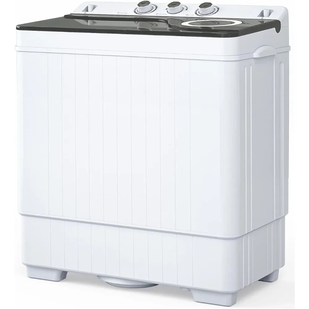 26lbs Compact Twin Tub Portable Washing Machine, Mini Washer(18lbs) & Spiner(8lbs) / Built-in Drain Pump