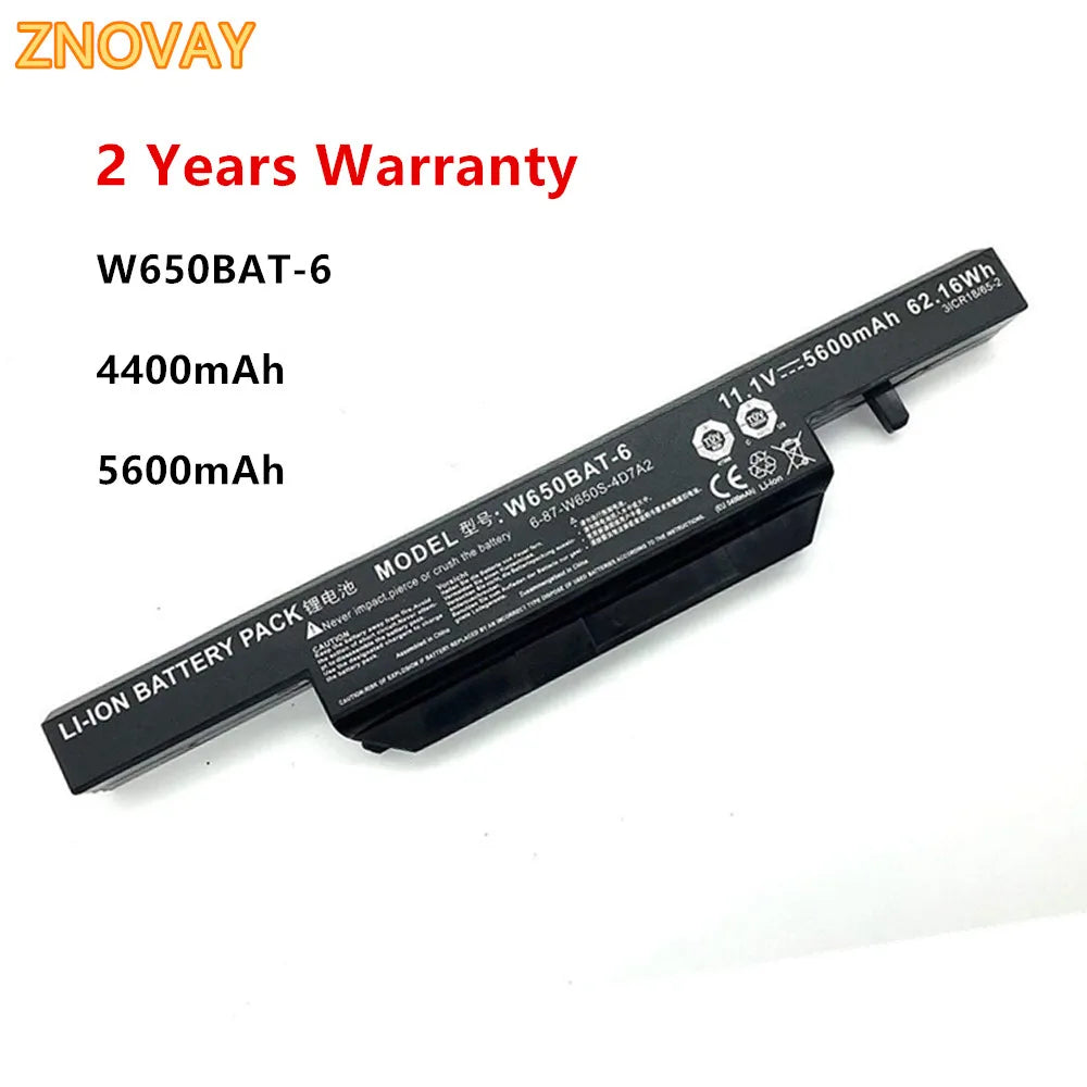 ZNOVAY W650BAT-6 Laptop Battery For CLEVO W650DC W650RB W650RC W650RC1 W650RN 6-87-W650S-4D7A2 Notebook Battery