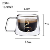 YWDL 200ml Double Wall Glass Coffee Mug Heat-resistant Espresso Cup Thermo Insulated Cup For Latte Cappuccino Tea Drinkware Set