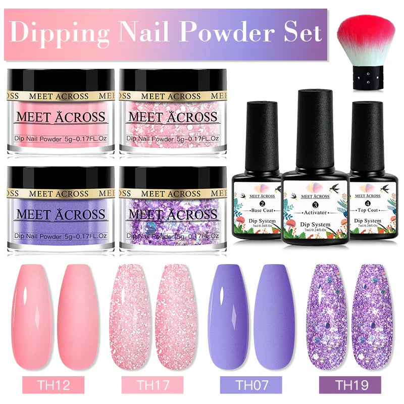 5g Dipping Nail Powder Set Nude Nail Glitter Dipping System Kit For Manicure Nail Art Decorations Natural Dry Without Lamp Cure