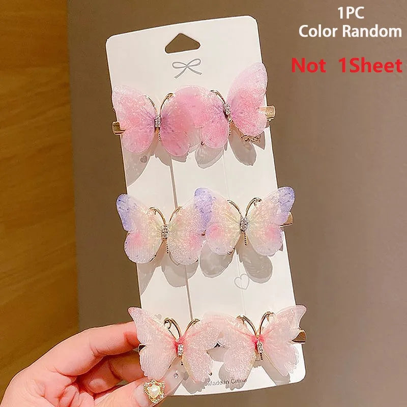 1pc Random Colorful Butterfly Hairpins Girl Hair Clips Barrettes Women Sweet Hair Ornament Rainbow Headwear Fashion Hair Accesso