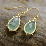 Classic Gold Plated Waterdrop Fluorite Hoop Dangle Huggie Woman Earrings Elegant Natural Stone Jewellery Creative Gifts