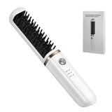 Cordless Hair Hot Air Brush Comb Salon Negative Ionic Straightener & Curler