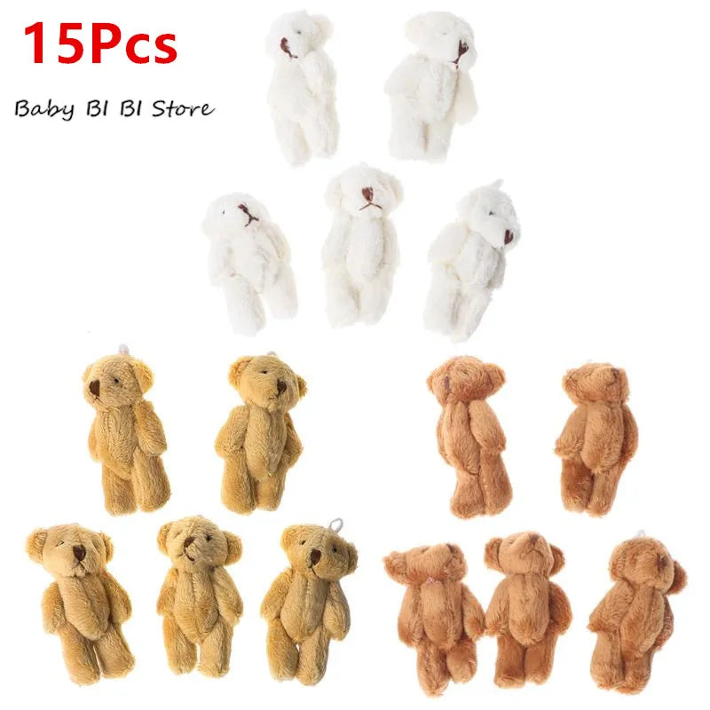 15Pcs/10/5Pcs Kawaii Small Bears Plush Soft Toys Pearl Velvet Dolls Gifts Mini Teddy Bear for Key Ring Girl Gift Women Favorite