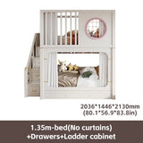 Modern High And Low Kids Bed With Ladder Cabinet Safety Fence Bunk Bed  Multifunctional Solid Wood Children Bed For Boy And Girl