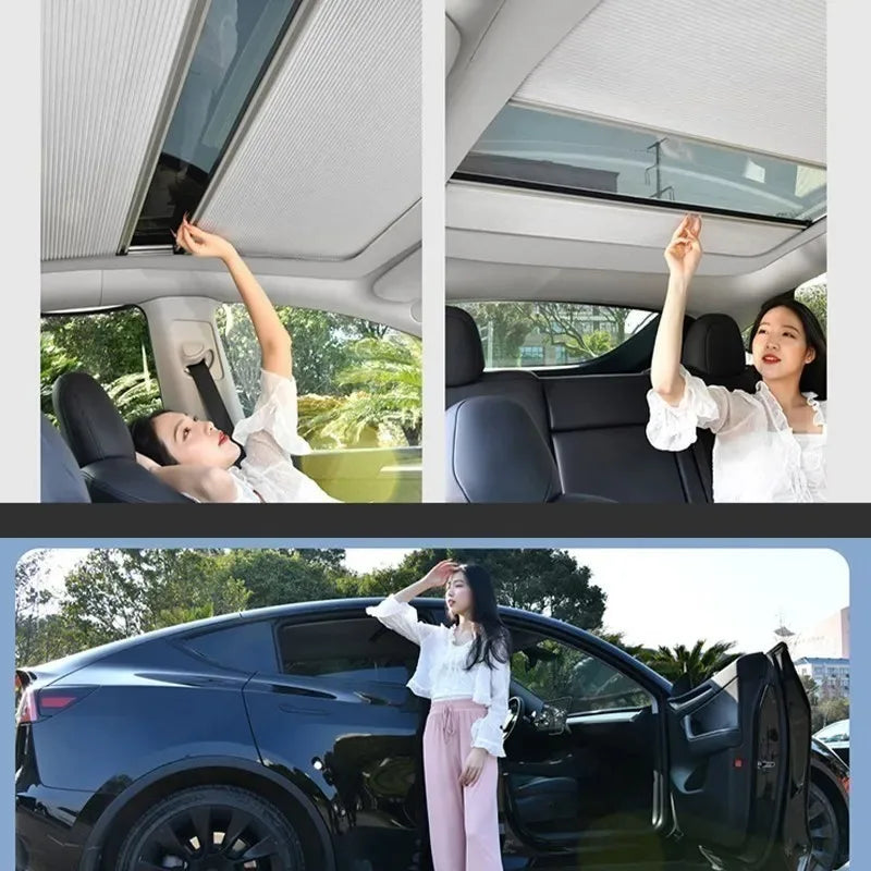 For Tesla Model Y 2024 Magnetic Sunroof Sunshade Modely 2023 Retractable Sun Visor Interior Accessories