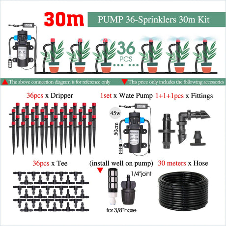 50-5M Garden 13cm Sprinkler Drip Wateing Systems Smart Timer 1/4“ Hose Automatic Irrigation Equipment for Greenhouse Bonsai Yard