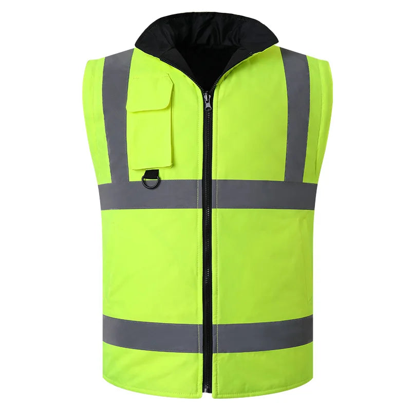 Safety Jacket Reflective Waterproof Windproof Coldproof  Hi Vis 7 in 1 Parka Windbreaker Workwear with Detachable Cotton Linner