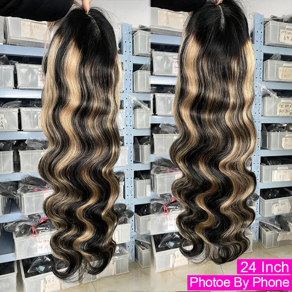 Blonde Highlight Wig Human Hair 13X4 13x6 Body Wave Lace Frontal Human Hair Wigs Glueless Preplucked Human Wigs Ready to Go