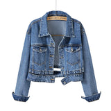 Spring Autumn Women Denim Jacket Casual Long Sleeve Coat Button Up Jackets Streetwear Outerwear Jeans Jackets