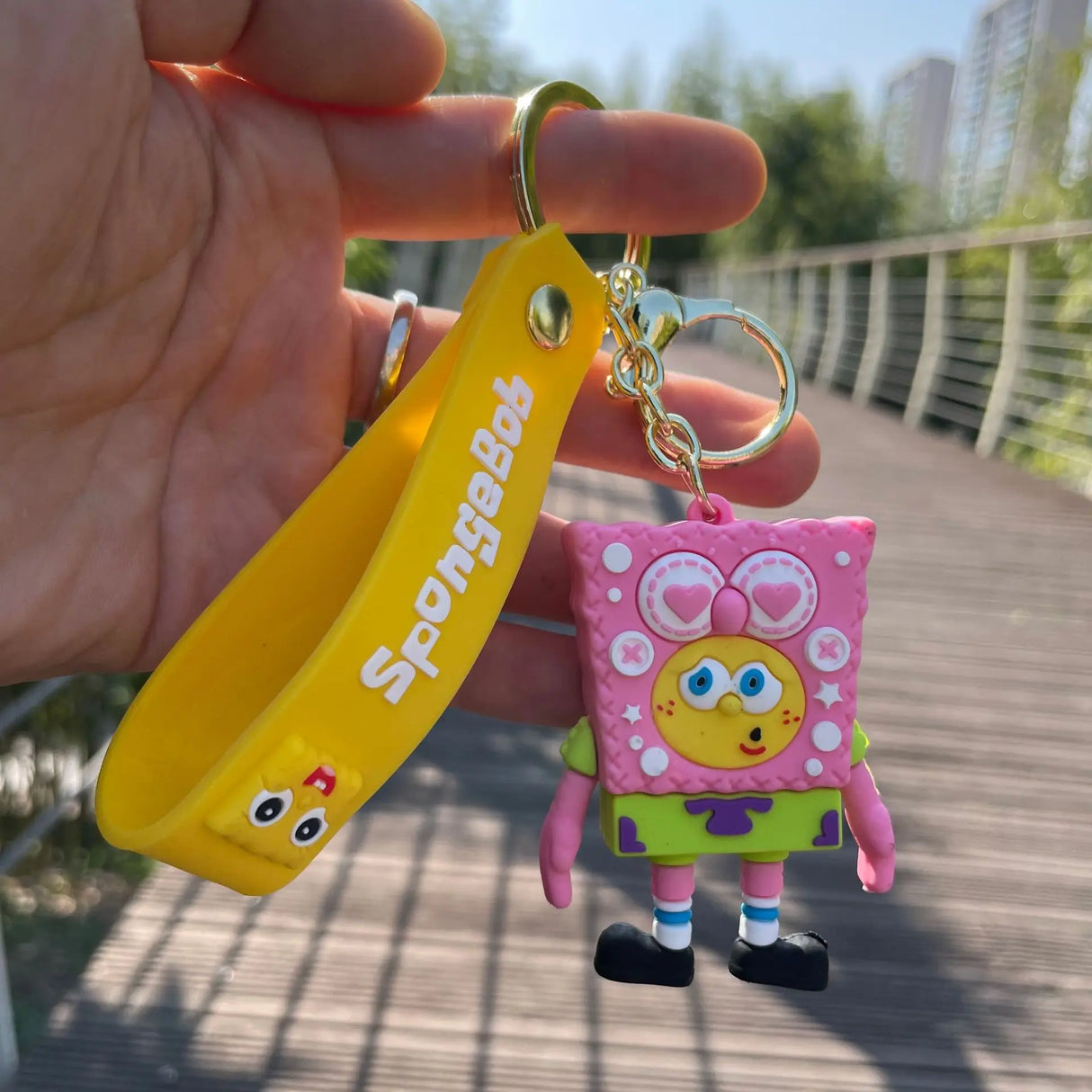 SpongeBob SquarePants Anime Figures Keychain Sandy Patrick Star Squidward Tentacles Bag Keyring Charm Kids Toys Birthday Gifts