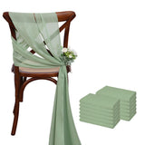 12 Pcs 17x275cm Green  Chiffon Chair Sashes  Wedding Chair Covers Ribbon Wedding Party Aisle Chair Decor