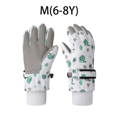 Winter Kids Gloves Thickened Warm Ski Five-Finger Gloves for Children Non-Slip Windproof Boys Girls Snow Accessories 4-12 Years