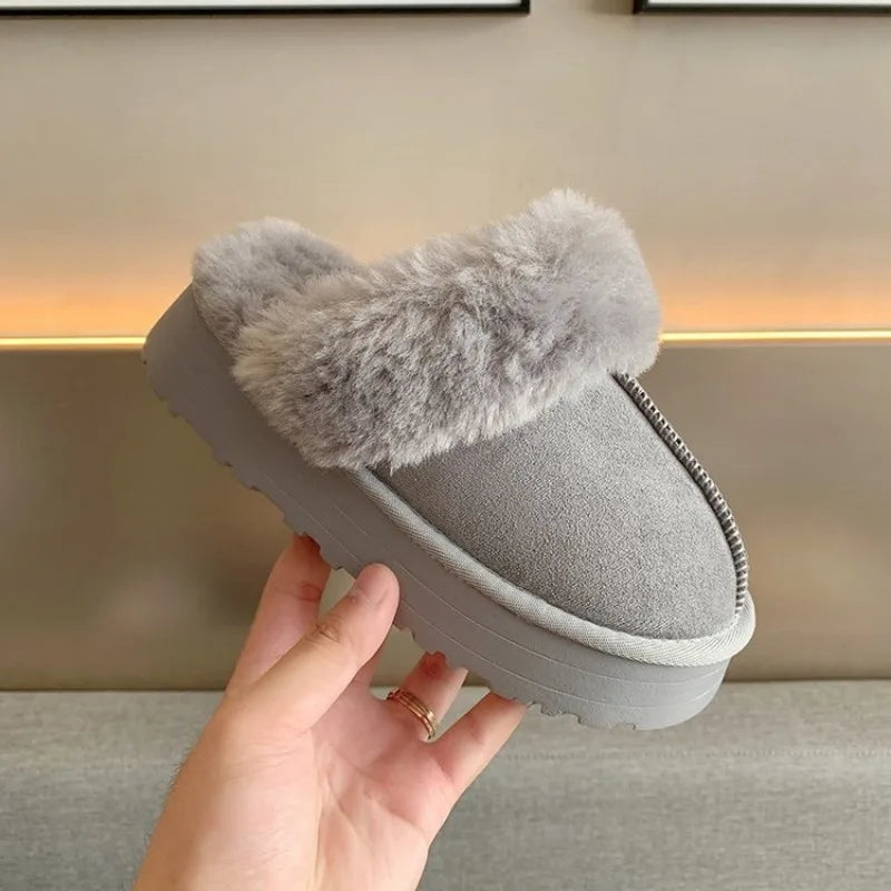 42 Code Snow Boots Fur Fur Slippers Female Wearing 2023 New Baotou Flat Half Drag Thick Sole Cotton Shoes Women Boots