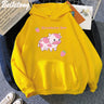 Cow And Strawberry Kawaii Women Hoodies Casual Pullover Plus Size Sweatshirt Autumn Winter Warm Girl Streetwear Clothes Tops