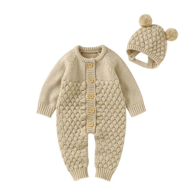 Baby Rompers Clothes Autumn Winter Knitted Newborn Boys Girls Solid Plain Jumpsuits Fashion Solid Plain Toddler Kids Unisex Wear