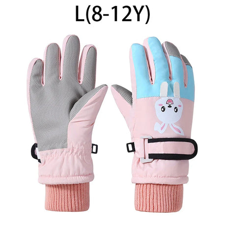 Winter Kids Gloves Thickened Warm Ski Five-Finger Gloves for Children Non-Slip Windproof Boys Girls Snow Accessories 4-12 Years