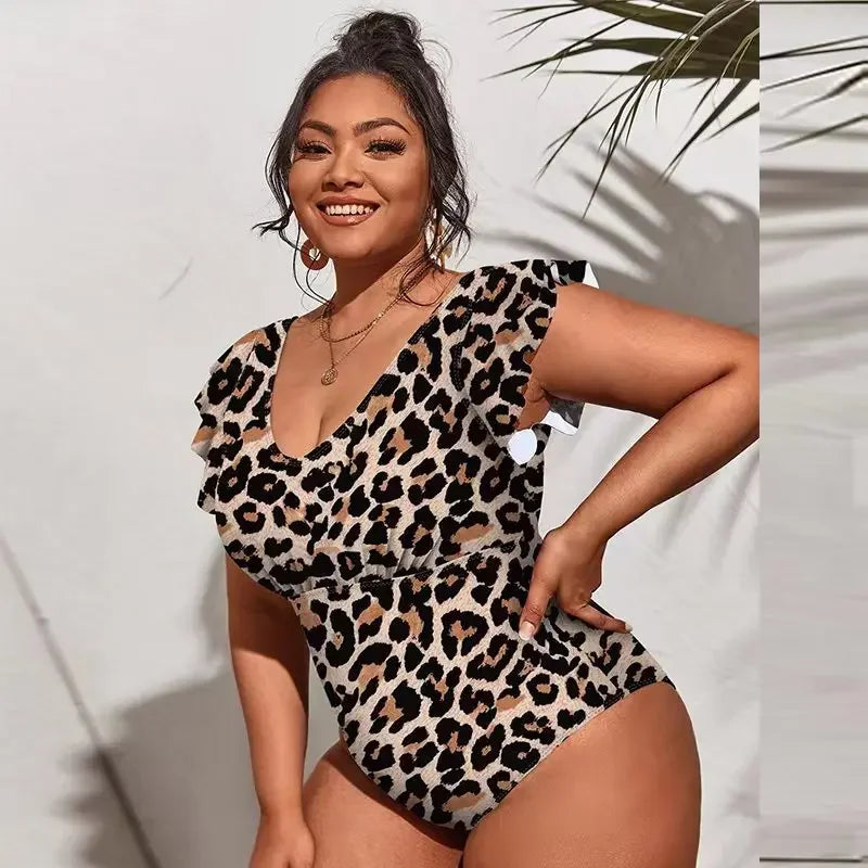 Y2K Floral Plus Size Bikini Women Leopard Printed Swimwears Sexy Fashion Beachwear High Waist Female Swimsuit Spring Summer