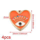 4pcs Stainless Steel Evil Eye Charms Heart  Enamel Charm Pendant Connector for Earrings Diy Jewelry Making Supplies Wholesale