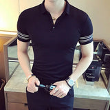 Short Sleeve Shirt for Men 2023 New Solid Polo Business Summer Ice Silk Turn-down Collar Stripe Button Casual Fashion Tops