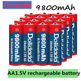 Dolidada 2023 New Tag 9800 MAH rechargeable battery AA 1.5 V. Rechargeable New Alcalinas drummey +1pcs 4-cell battery charger