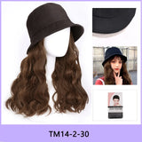 AS  Syntheti Curly hair Lamb wool fisherman hat Berets  Wig Natural Black Straight Wigs Naturally Connect Synthetic Hat Wig Adju