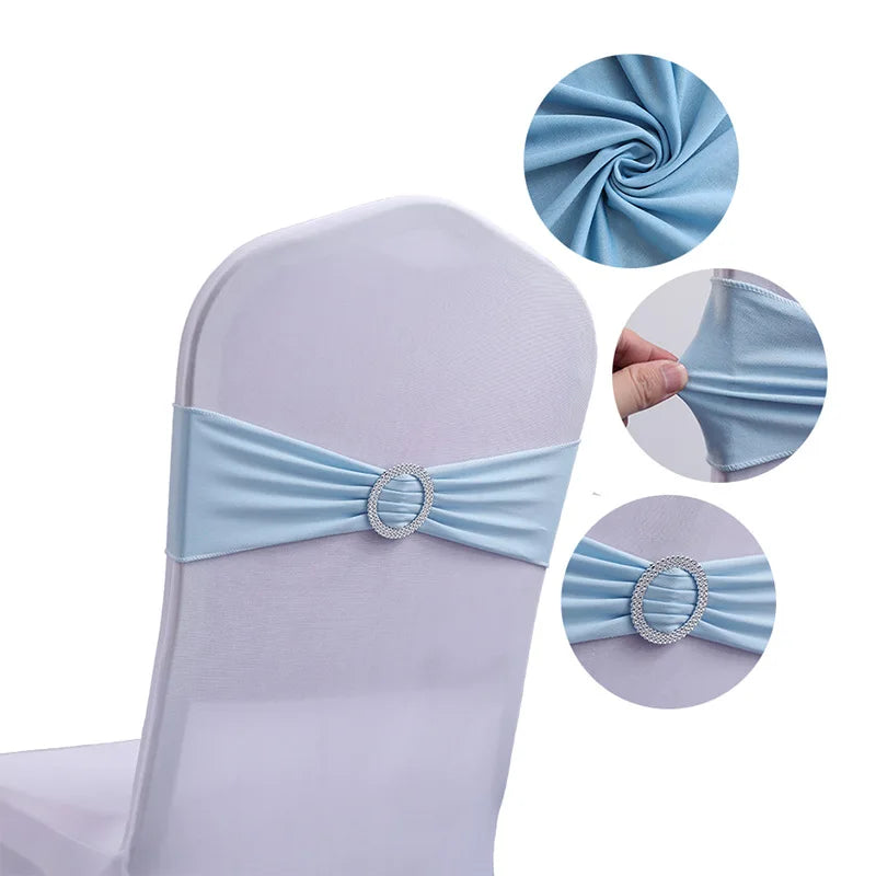 20 Pieces Polyester Spandex Chair Sashes Bands Stretch Chair Ties Bows with Buckle Slider for Wedding Banquet Party Decoration