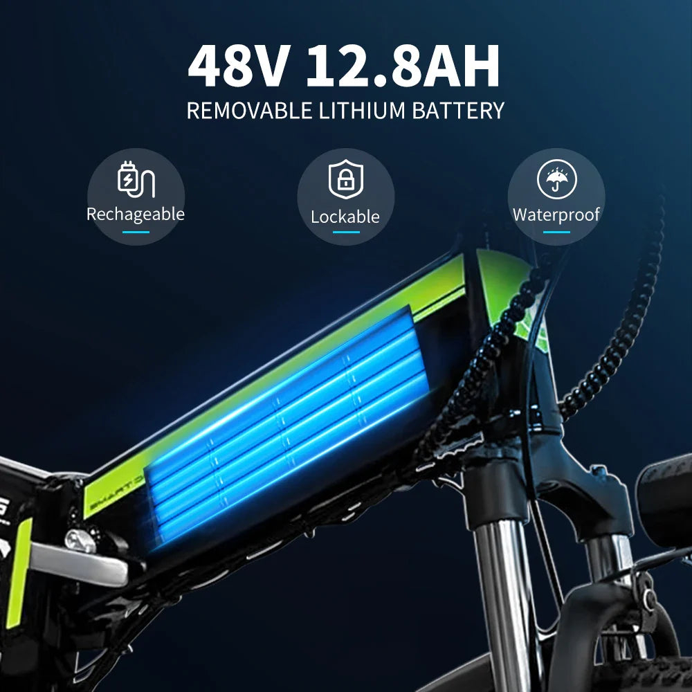 500W Electric Bike 12.8AH 23Mph Aluminum Alloy Ebike Highway City Beach Mountain E Bike Camping Folding Electric Bicycle 26Inch