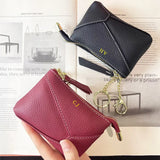 Custom Initials Fashion Coin Purse Genuine Leather Puzzle Luxury Brand Wallet Engrave Name Portable Business Woman Card Holder