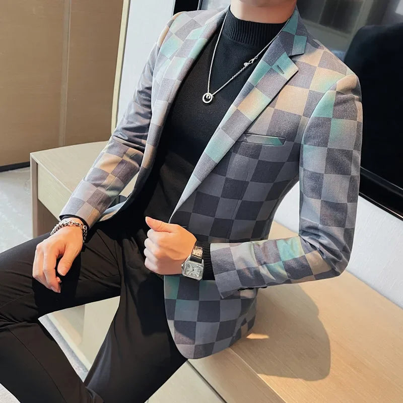 High Quality Fashion All Fashion Casual Solid Color Handsome Smart Casual  Four Seasons  Blazers  Polyester  Single Breasted