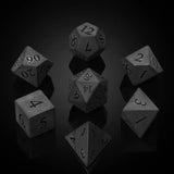 Cusdie 7Pcs Obsidian Dice DND Handmade 16mm D4-D20 Polyhedral Gemstone Dice Set with Leather Box D&D Dices for RPG Collection