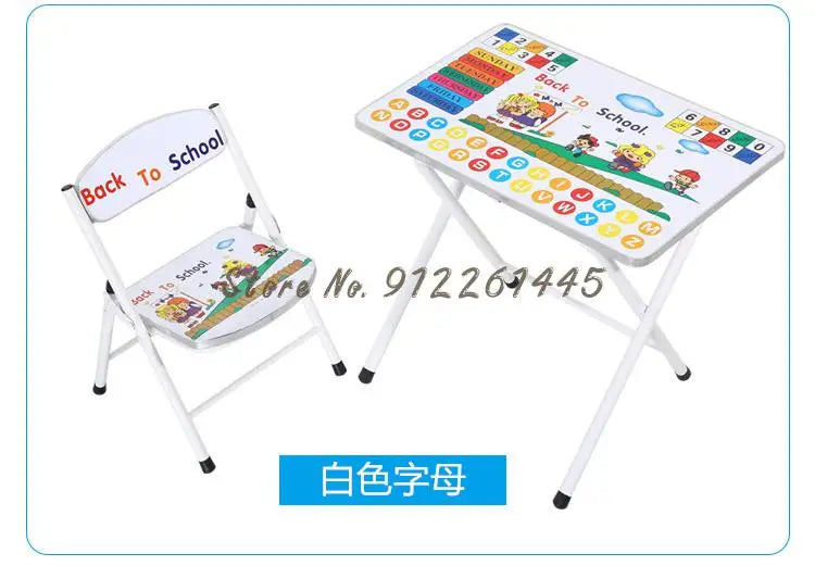 Kindergarten pupils children foldable learning tables and chairs set, writing desk and dining table can be raised and lowered