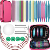 26Pcs Aluminum Circular Knitting Needles Set Interchangeable 13Sizes Crochet Hooks Interchangeable Crochet Needles for Knitting