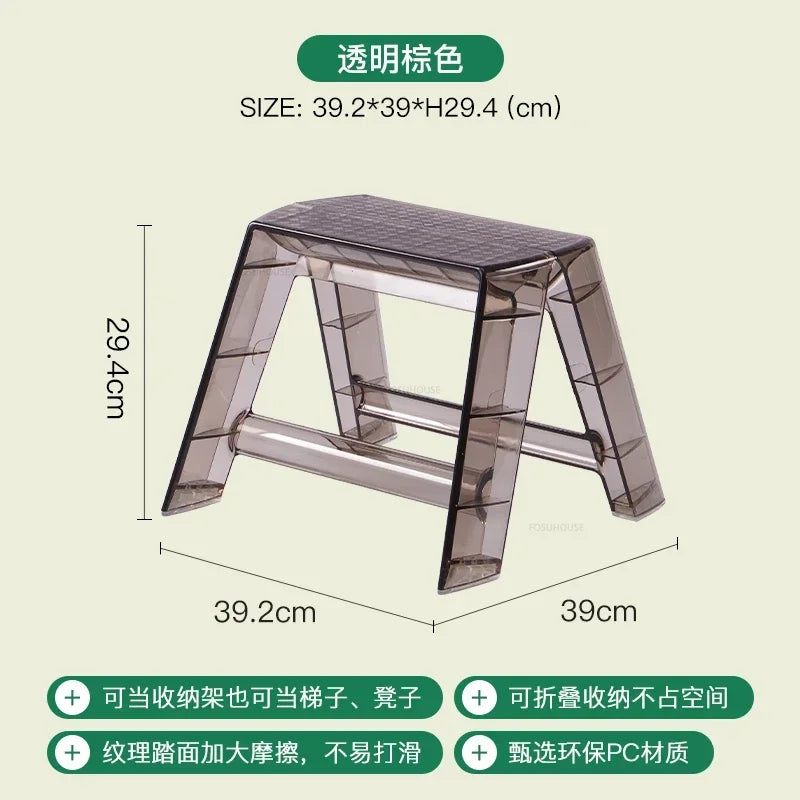 Modern Home Folding Ladder Transparent Acrylic Step Ladders Japanese Portable Telescopic Ladder Rack Creative Stairs Step Stool