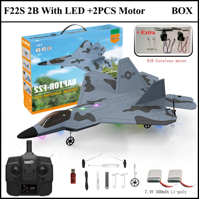 2024 New F22S 2.4G 4CH 3D6G RC Airplane Raptor F22 Warplane WLtoys A180 Upgrade Version LED Light With Gyroscope Out Door Toys