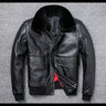 Plus Size Bust 140cm Bomber Men Genuine Leather Jacket Natural Fur Collar Classic Casual G1 Real Cowhide Mens Coat Winter Warm