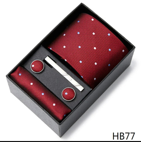 Brand Mix Colors Wholesale Silk Wedding Present Tie Pocket Squares Cufflink Set Necktie Box Floral Red Fit Group