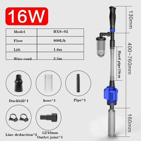 Aquarium Electric Gravel Cleaner Automatic Cleaner with Sponge Filter Fish Tank Vacuum Gravel Cleaner for Fish Tanks 어항 용품