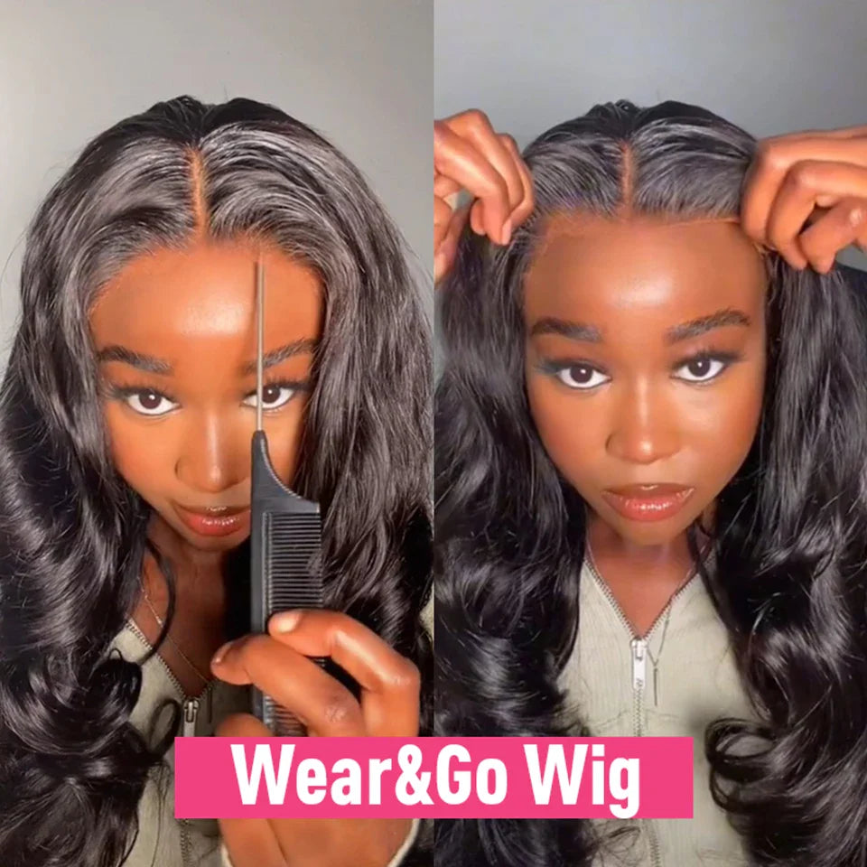 Glueless Wig Human Hair Ready To Wear And Go Preplucked Wigs Brazilian Body Wave 13x6 HD Lace Frontal Human Hair Wig PreCut 200%