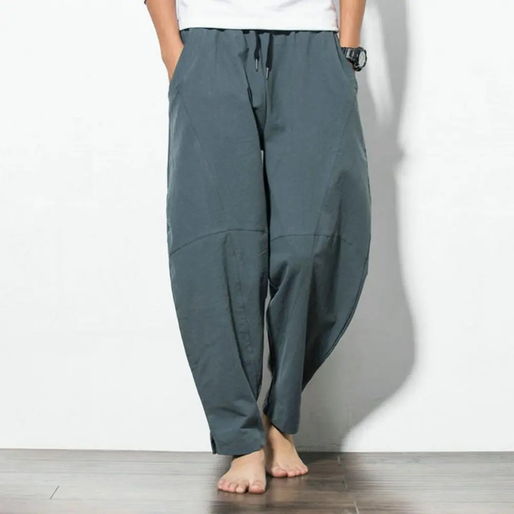 Harem Pants New Men's Cotton Linen Loose Pants Male Casual Solid Color Pants Trousers Chinese Style Sweatpants