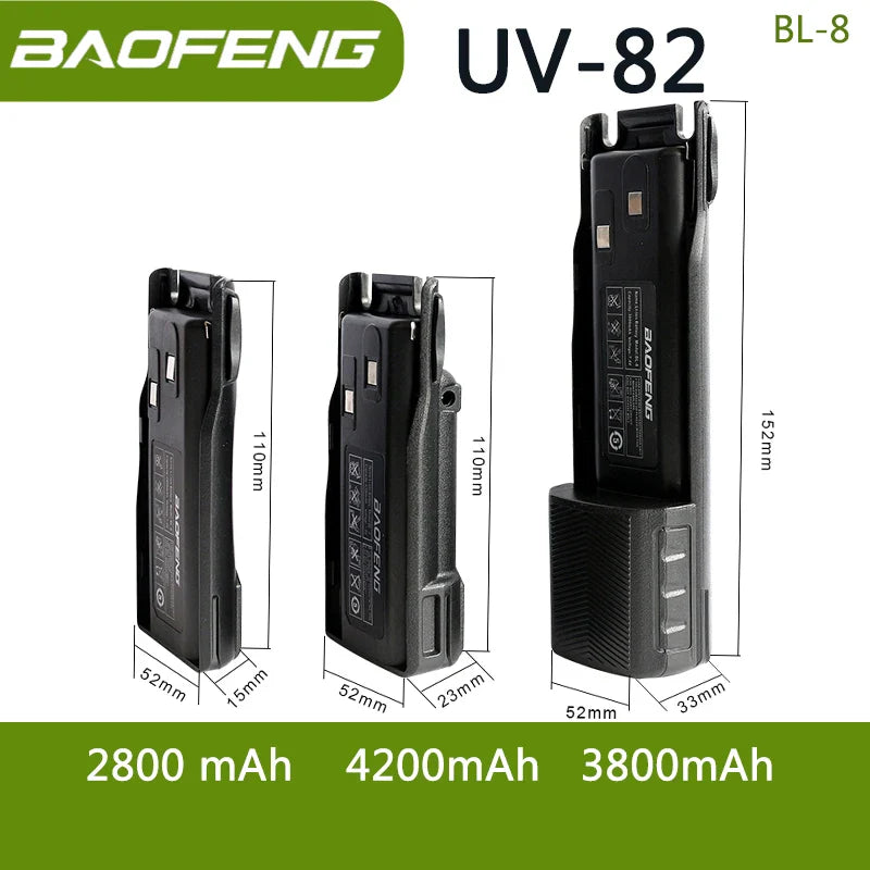 Baofeng UV 82 BL-8 Battery Walkie Talkie Ham Radio 2800/3800/4200 mAh Enlarge UV82 Plus UV-8D UV-82WX Original Radio Accessories